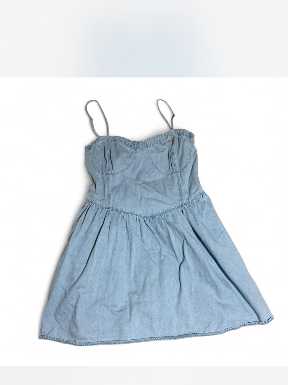 Light Blue Denim Spaghetti-Strap Dress